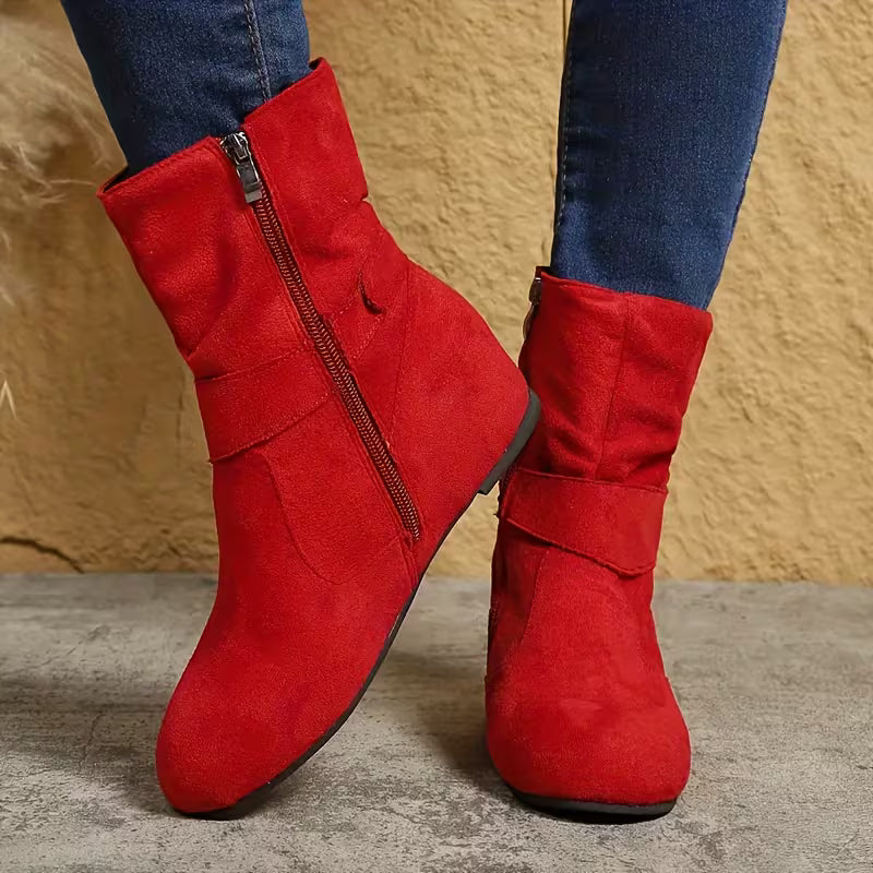 Belynda - Slouchy Wedge Ankle Boots with Buckle Strap