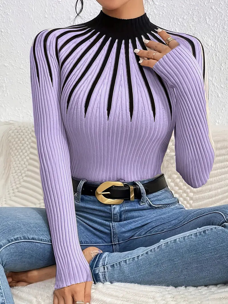 Maider - Elegante Maglione a Maniche Lunghe Con Collo Alto
