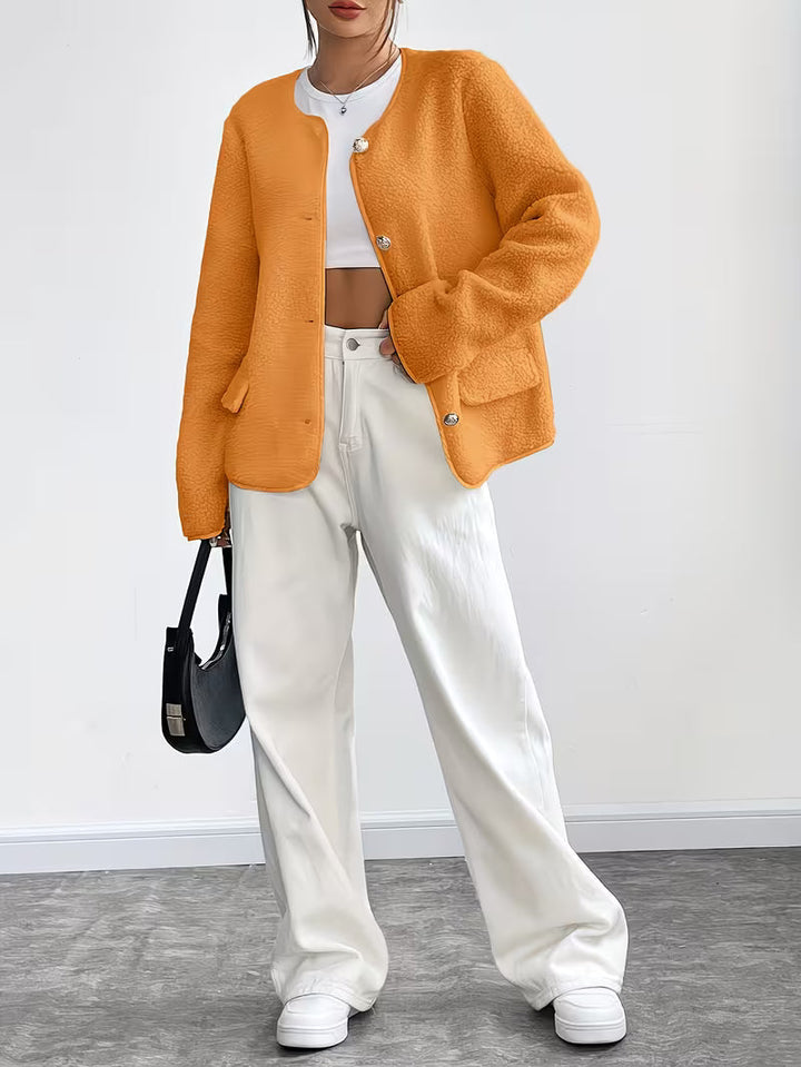 Viktorija - Elegante Giacca Con Collo Rotondo e Bottoni