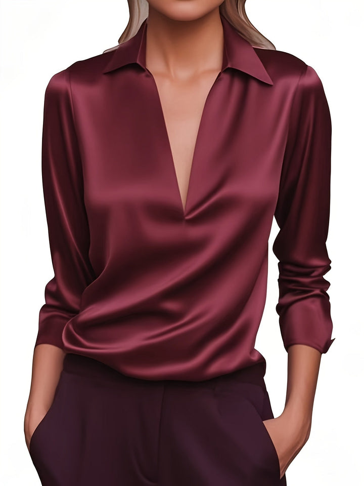 Kyrra – Elegante Camicetta In Raso Con Scollo a V