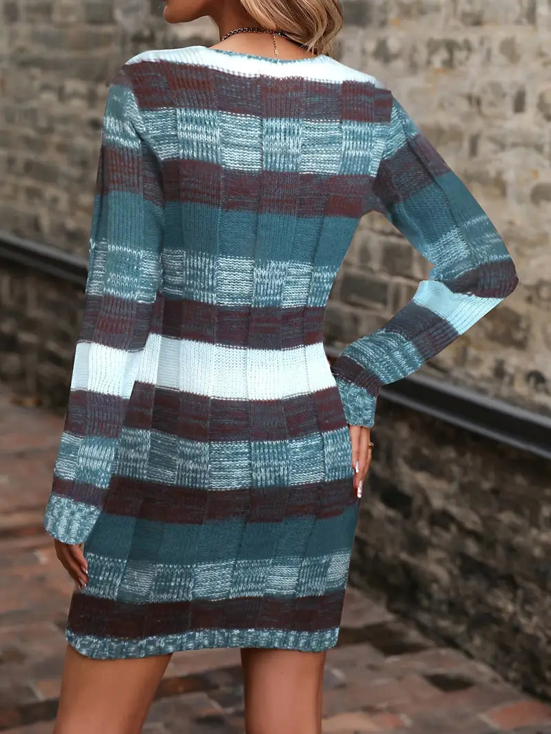 Begum - Abito Casual a Maniche Lunghe Con Maglione Lavorata