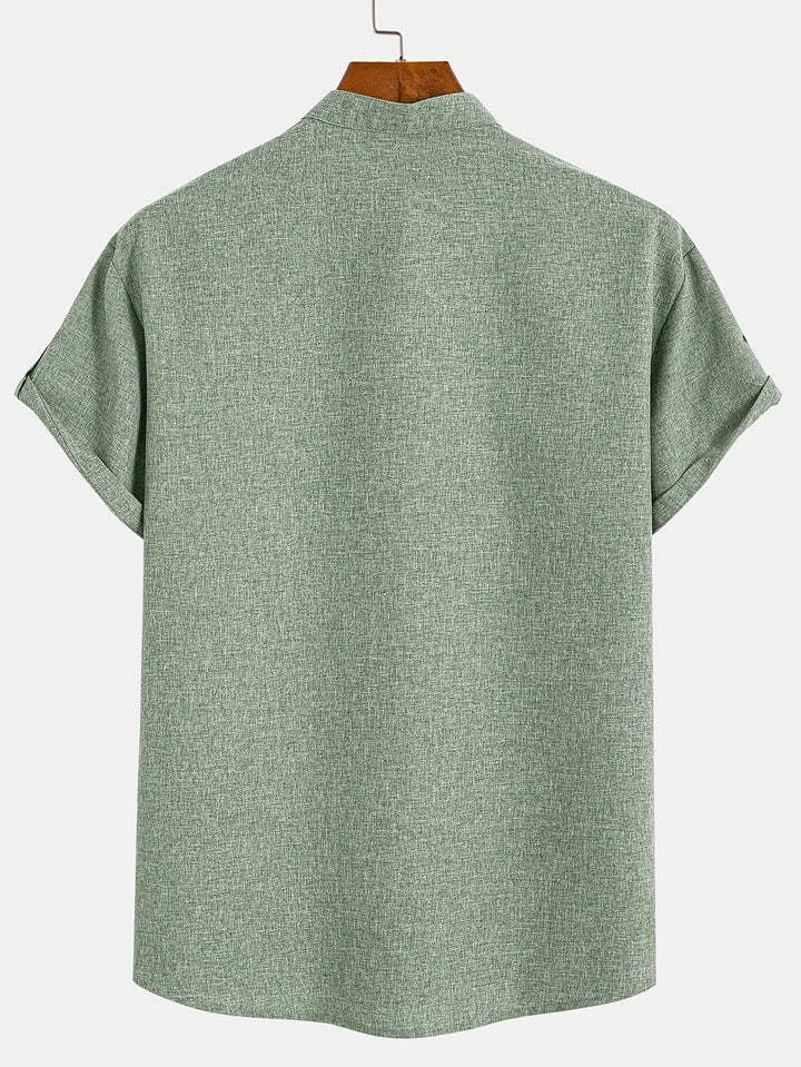 Elliott - Elegante Camicia a Maniche Corte Con Collo Alto