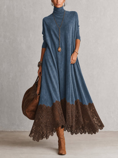 Albria - Abito Lungo a Maniche Lunghe in Stile Vintage