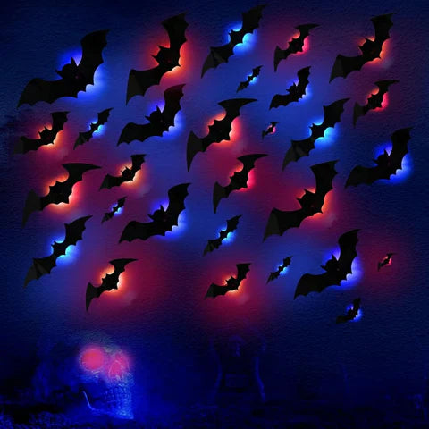 GlowWing - Adesivi Decorativi 3D Luminosi a Forma di Pipistrelli Per Halloween