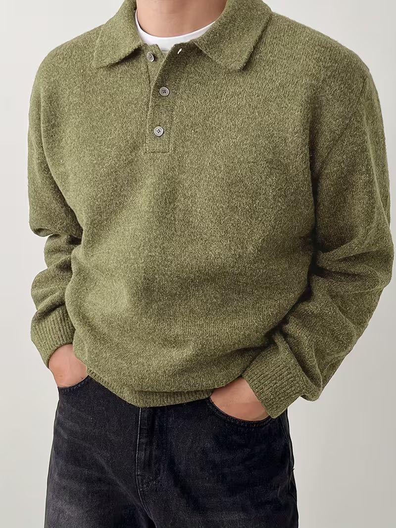 Yusif - Maglione in Maglia a Maniche Lunghe Con Bottoni