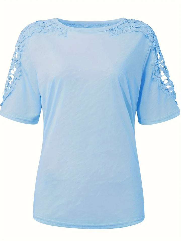 Ancuta - Elegante Maglietta Estiva a Maniche Corte Con Pizzo