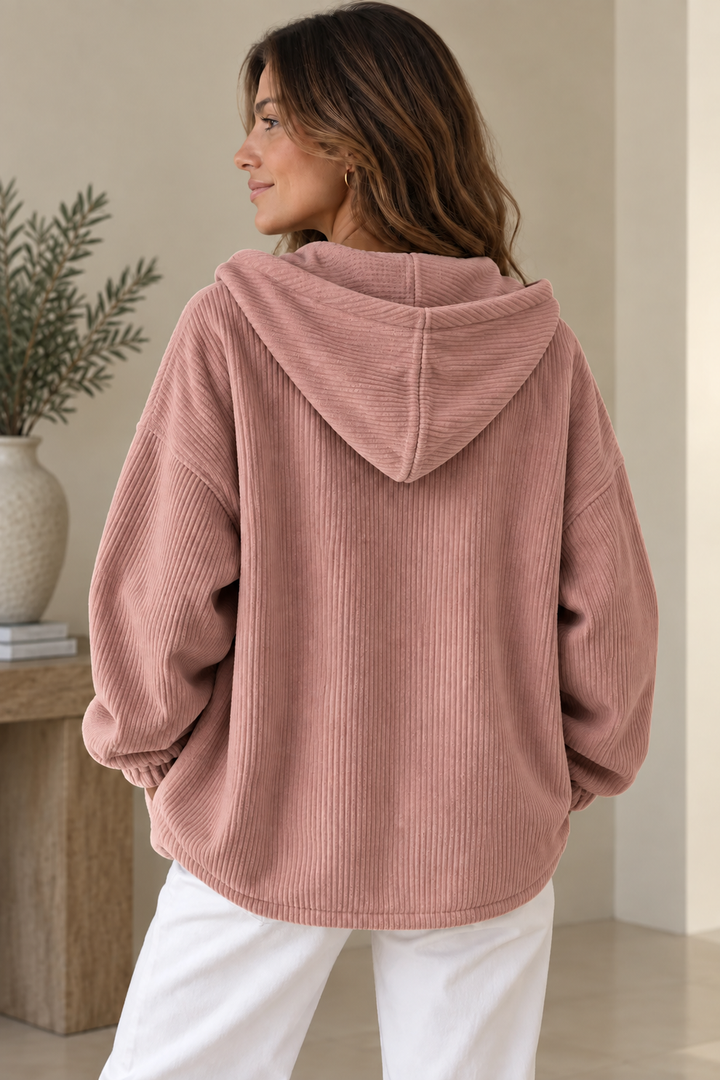 Nalina - Giacca Oversize Con Cappuccio in Velluto a Coste