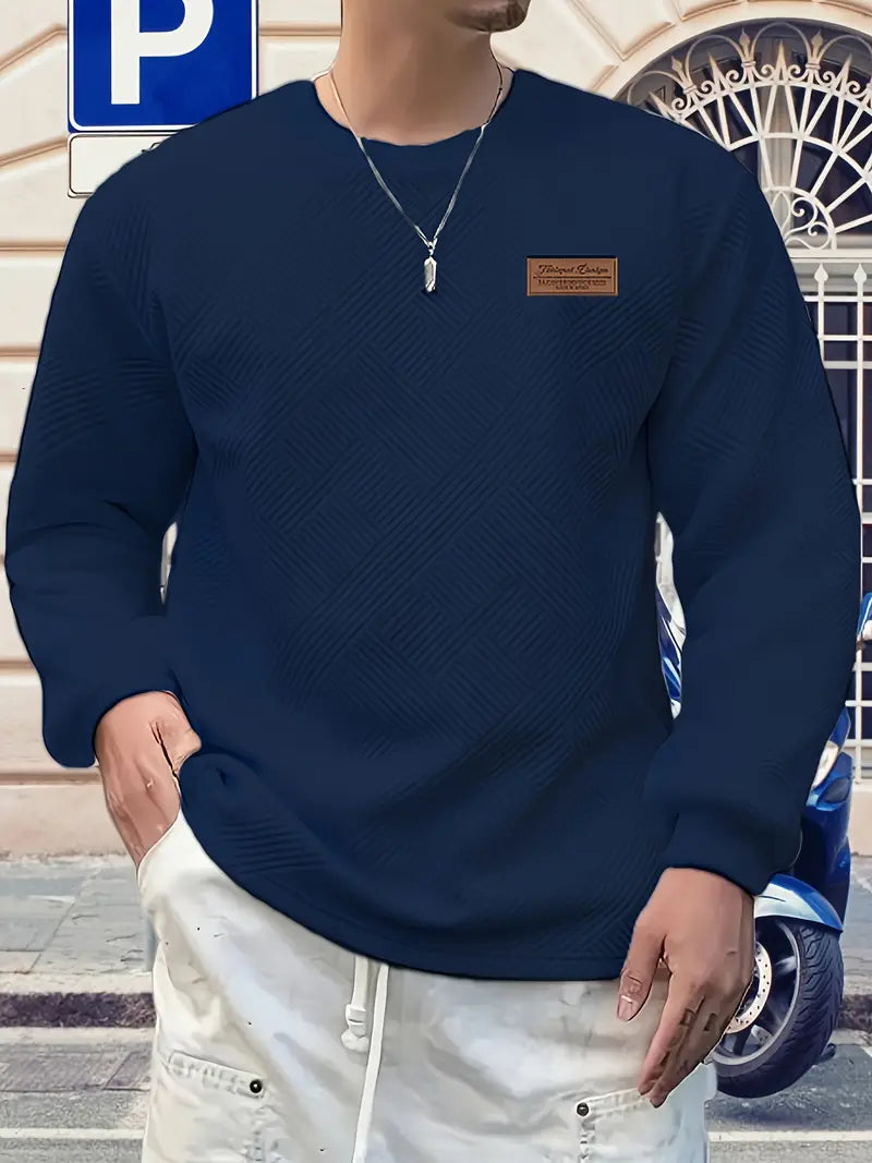 Malinga - Felpa Casual Con Motivo Geometrico e Maniche Lunghe