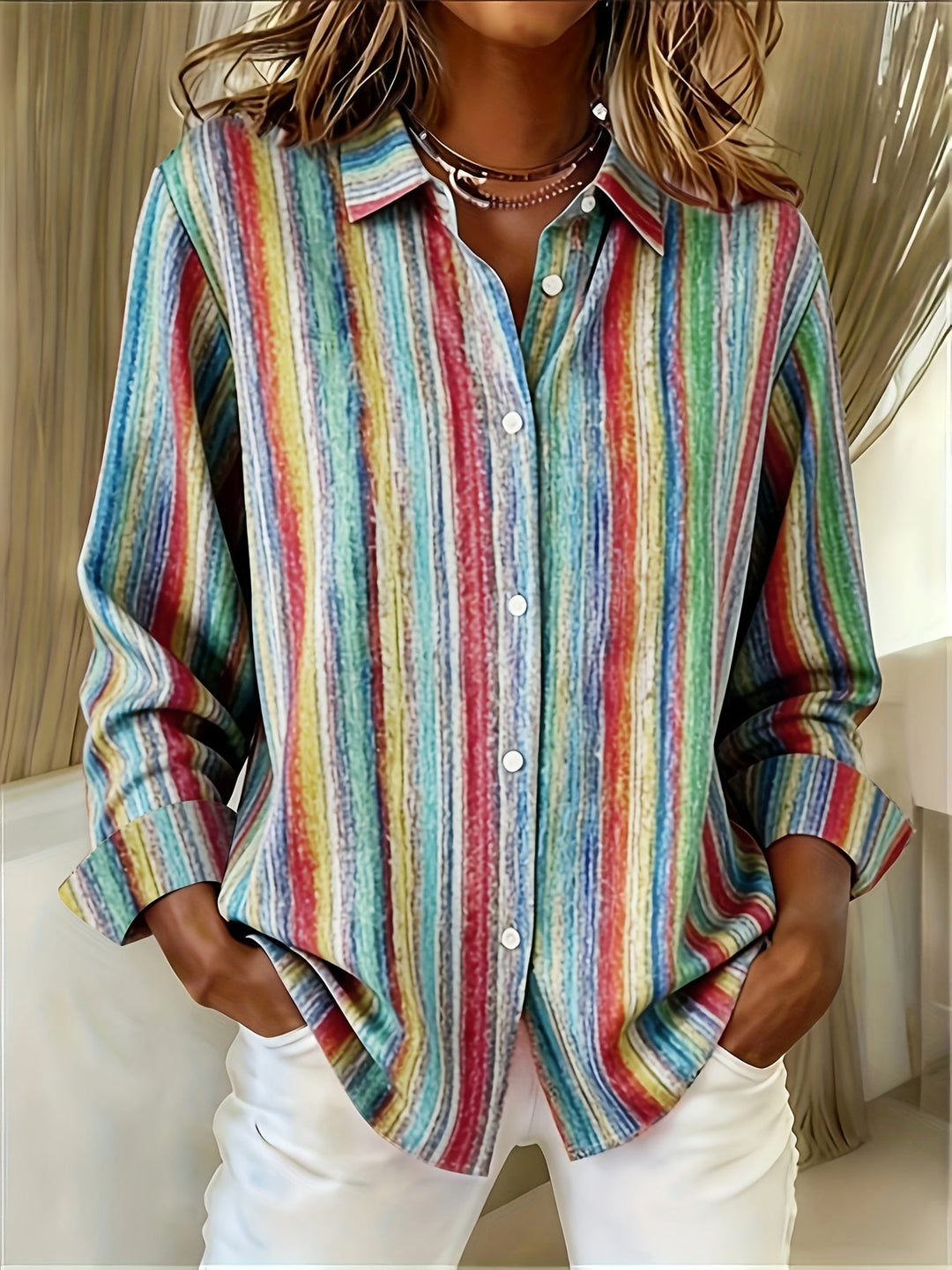 Chamique - Camicia a Maniche Lunghe Con Bottoni