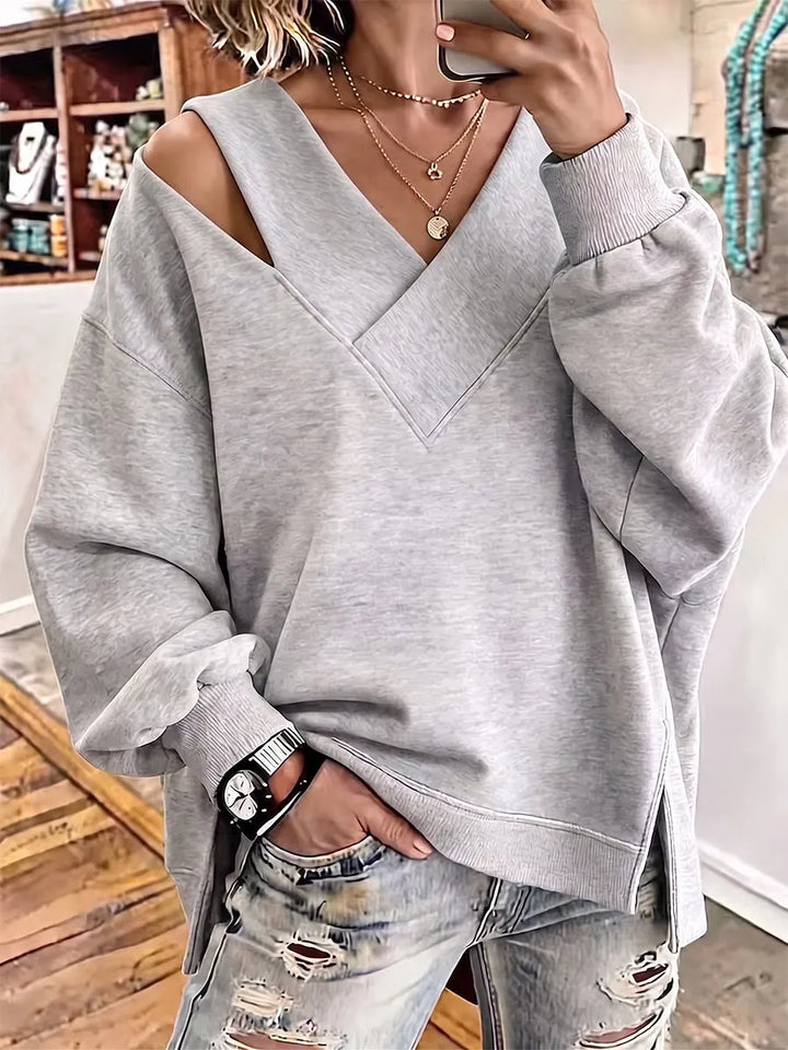 Kirstan - Felpa Oversize Chic Con Scollo a V e Cut Out