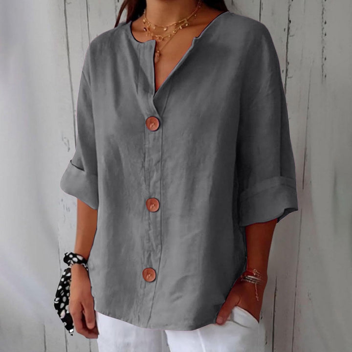 Maeve - Camicia Con Scollo a V In Cotone e Lino