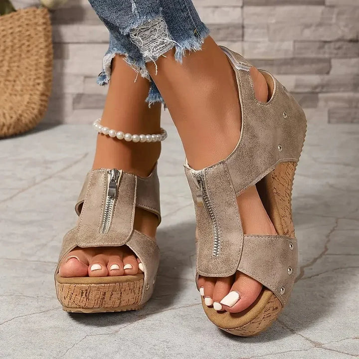Evridiki - Sandali Con Zeppa Alla Moda Con Cerniera