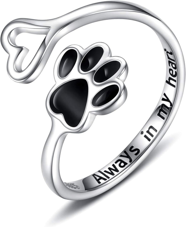 HeartPaw - Anello Realizzato a Mano con Impronta di Zampa e Cuore