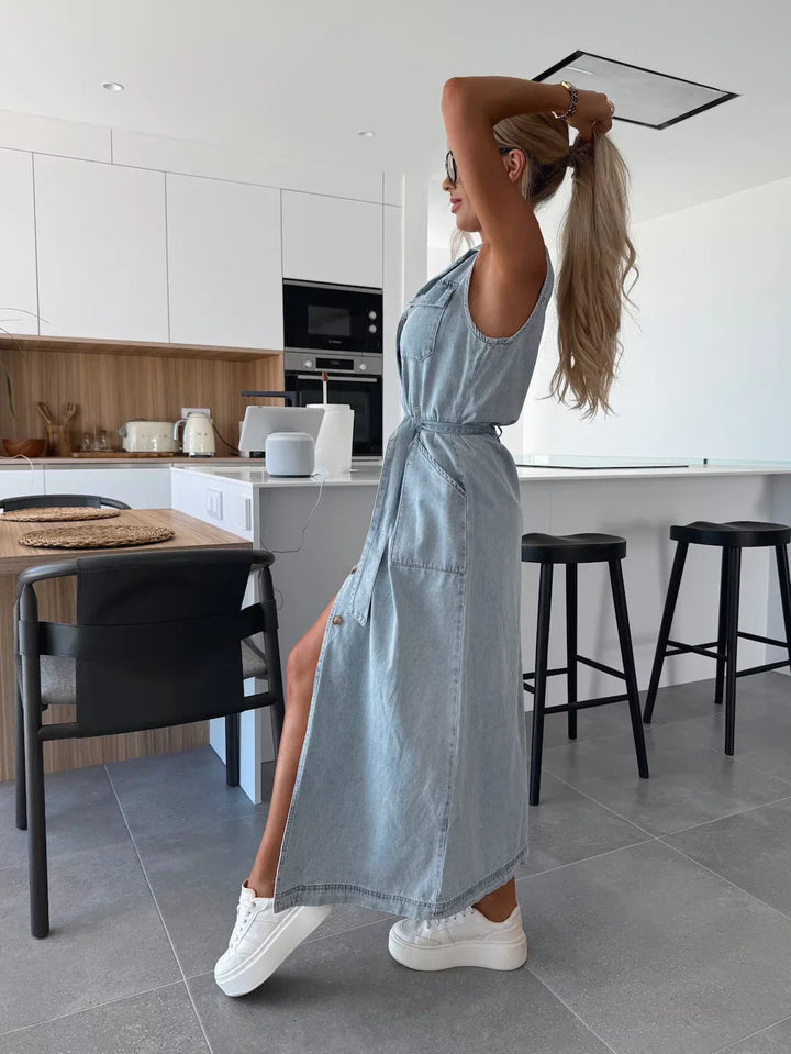 Jacinta - Elegante Abito Lungo Con Tasche