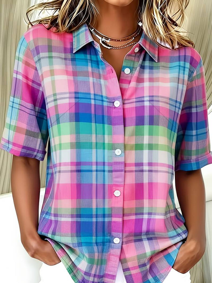 Endrita - Camicia Casual a Maniche Corte Con Bottoni