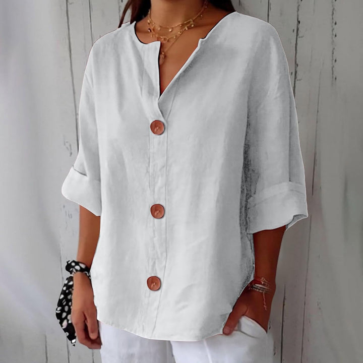 Maeve - Camicia Con Scollo a V In Cotone e Lino