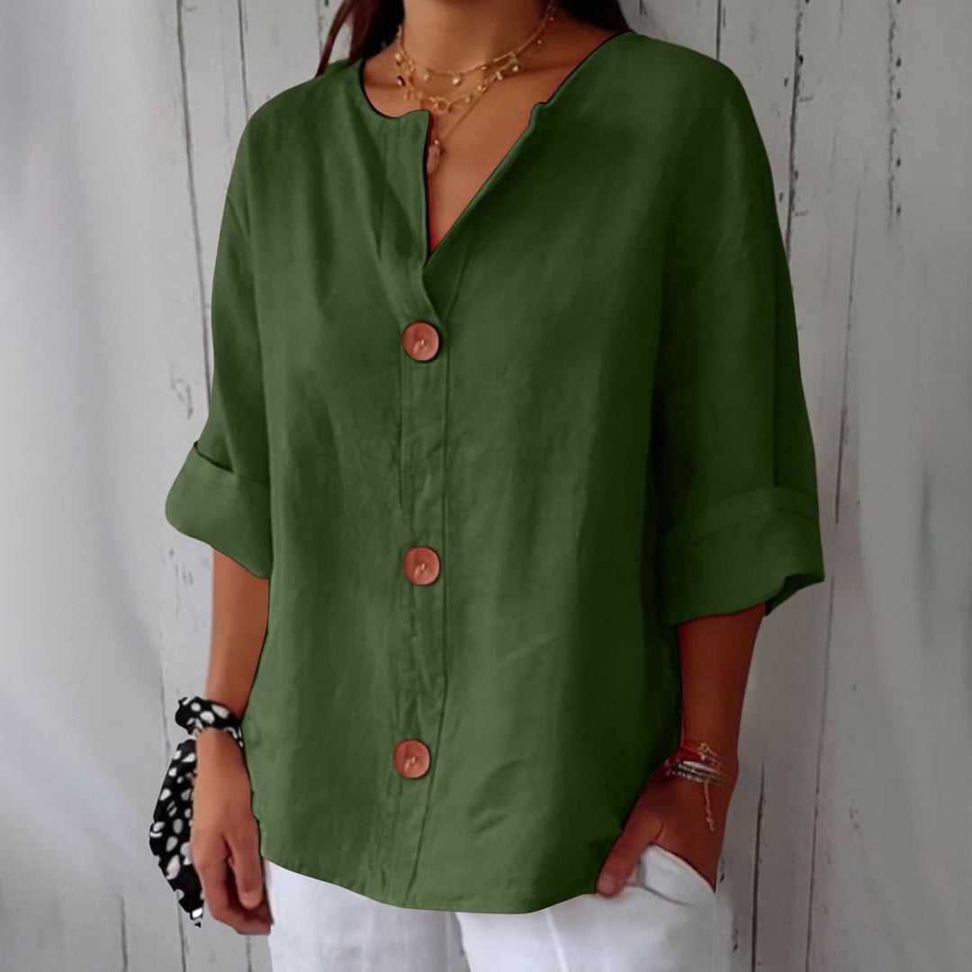 Maeve - Camicia Con Scollo a V In Cotone e Lino