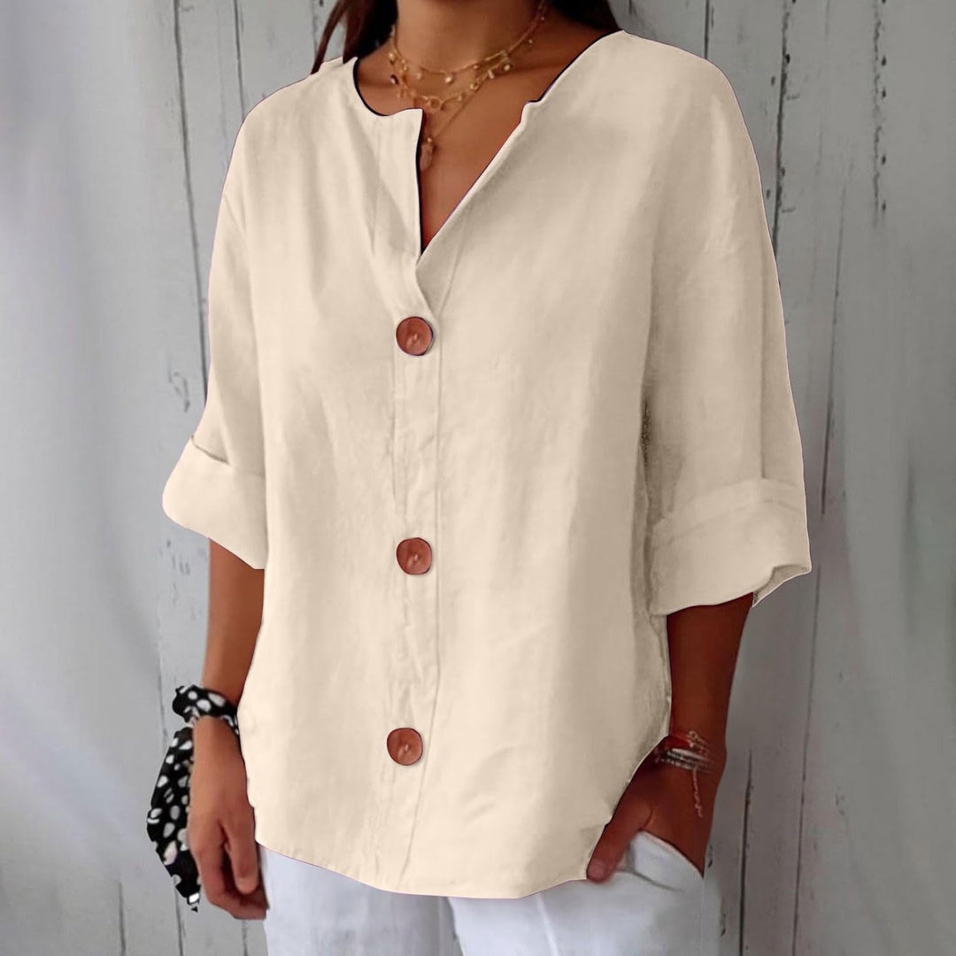 Maeve - Camicia Con Scollo a V In Cotone e Lino