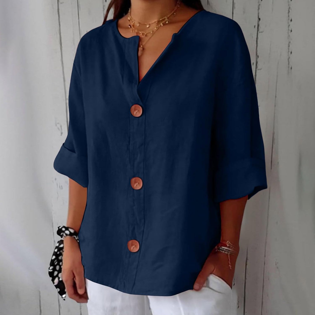 Maeve - Camicia Con Scollo a V In Cotone e Lino