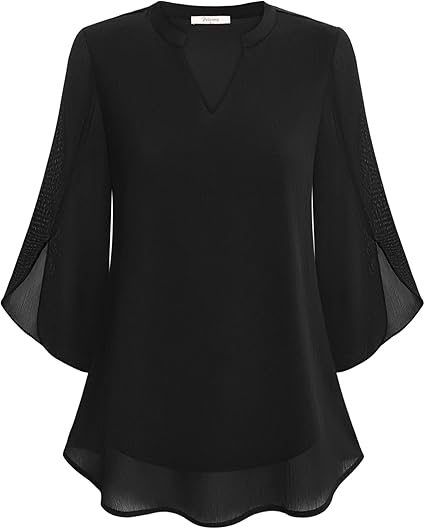 Marijana - Camicetta In Chiffon Con Scollo a V e Linea Ad A