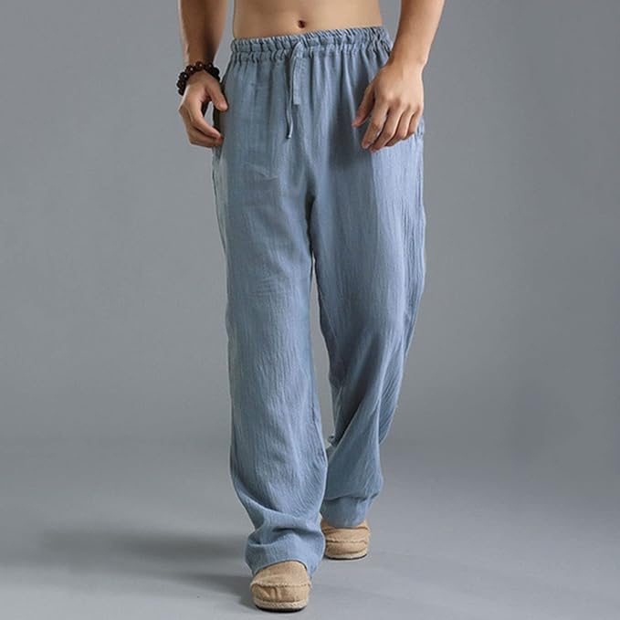 Jooa - Pantaloni Sportivi Larghi in Lino Traspirante Con Coulisse