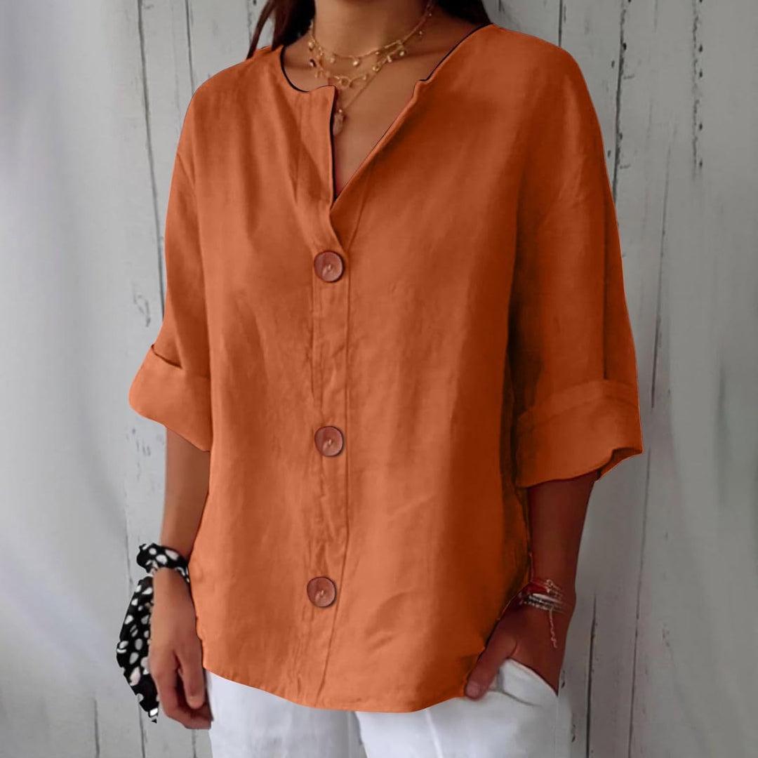 Maeve - Camicia Con Scollo a V In Cotone e Lino