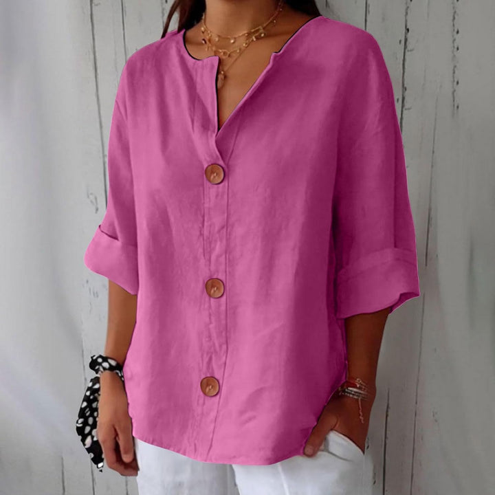 Maeve - Camicia Con Scollo a V In Cotone e Lino