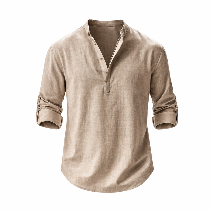 Galeazzo - Camicia In Cotone e Lino a Maniche Lunghe