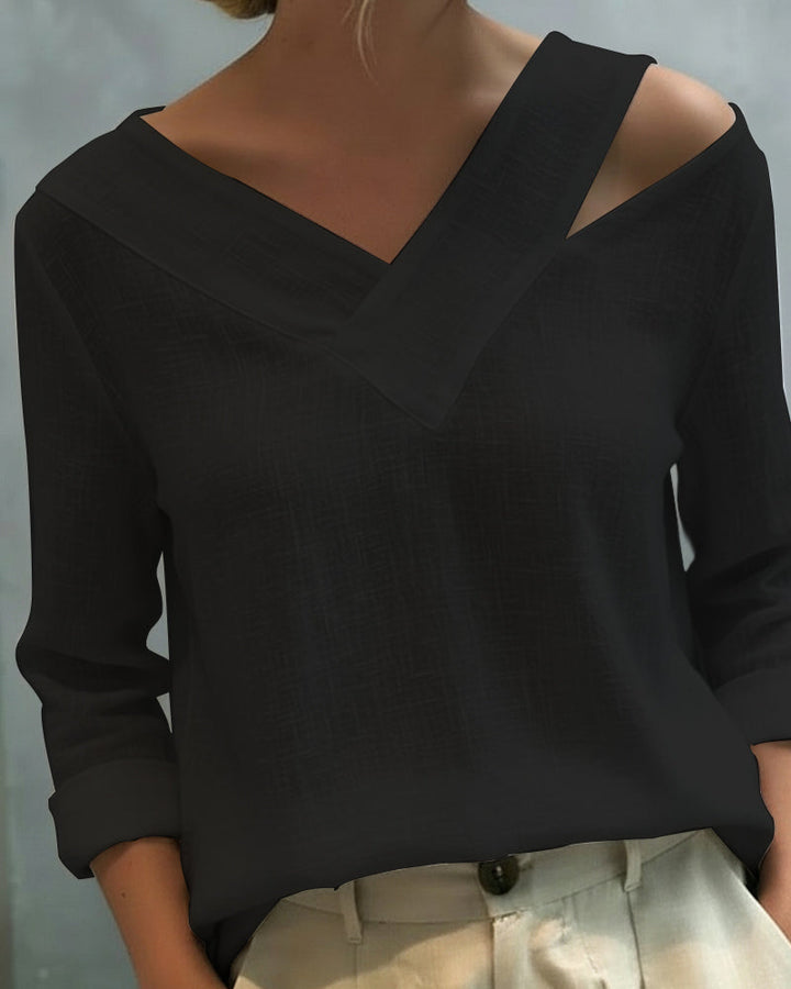 Makeeta - Elegante Top Con Scollo a V e Spalline