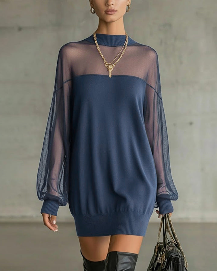 Yenaya - Abito mini in Maglia con Maniche a Lanterna