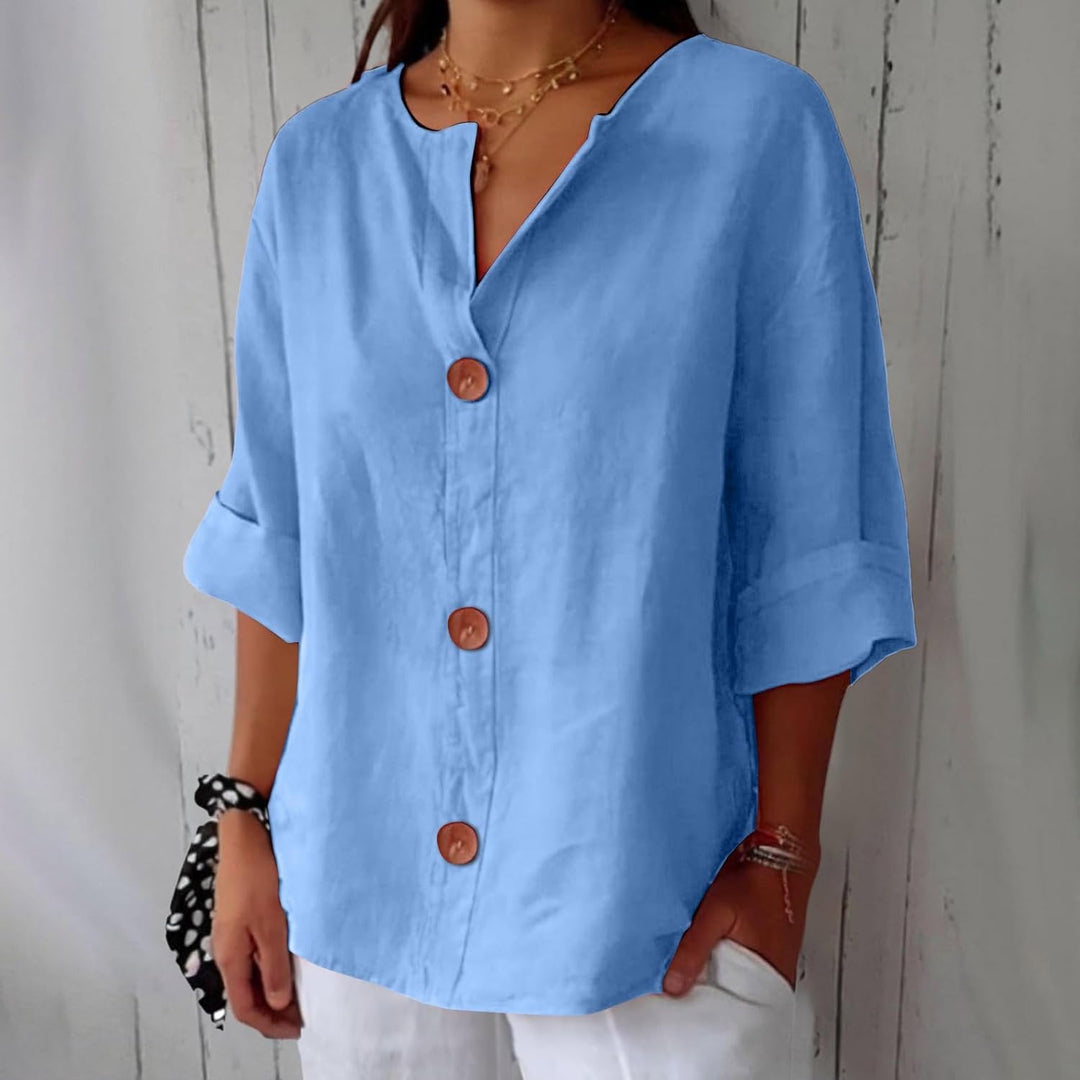 Maeve - Camicia Con Scollo a V In Cotone e Lino