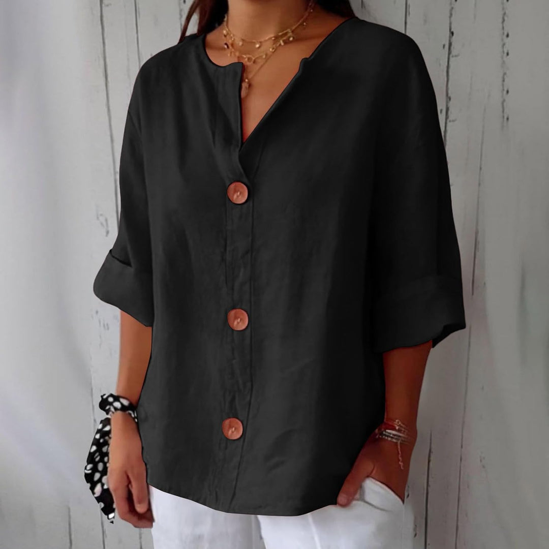 Maeve - Camicia Con Scollo a V In Cotone e Lino