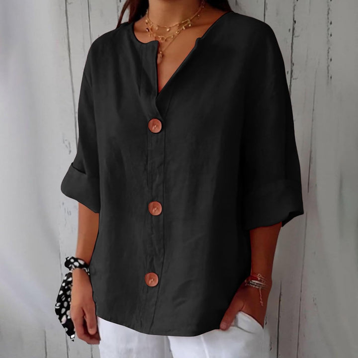 Maeve - Camicia Con Scollo a V In Cotone e Lino