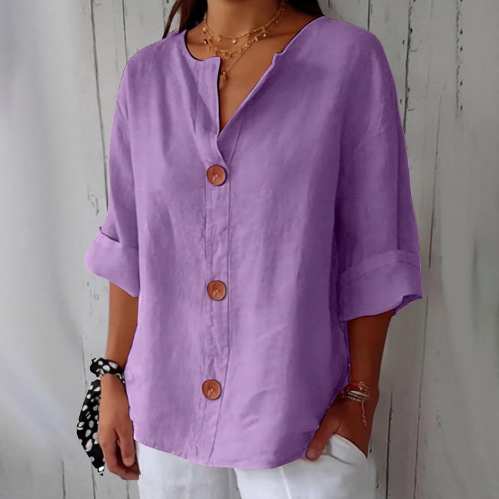 Maeve - Camicia Con Scollo a V In Cotone e Lino