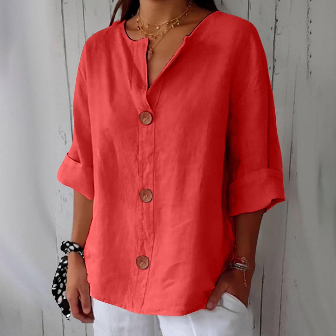 Maeve - Camicia Con Scollo a V In Cotone e Lino
