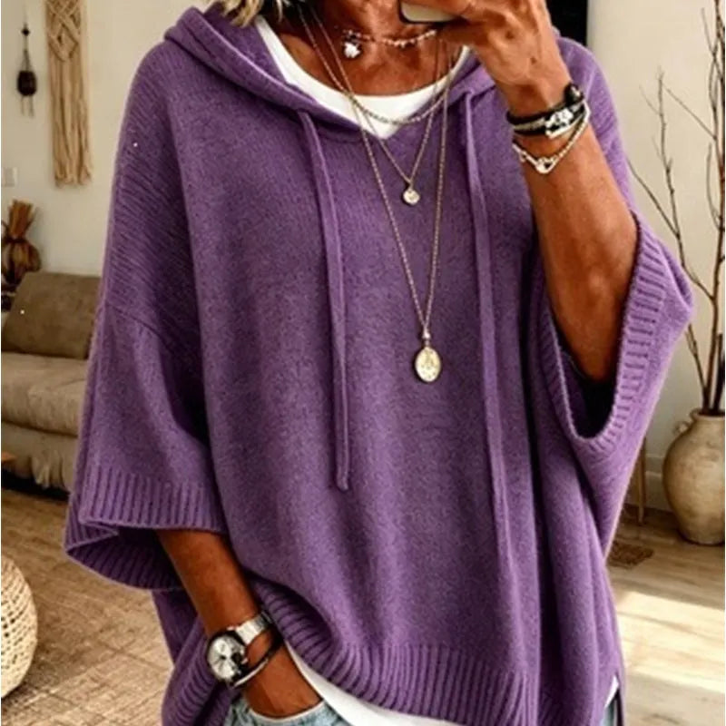Kinala - Felpa con cappuccio oversize in maglia con cordoncino