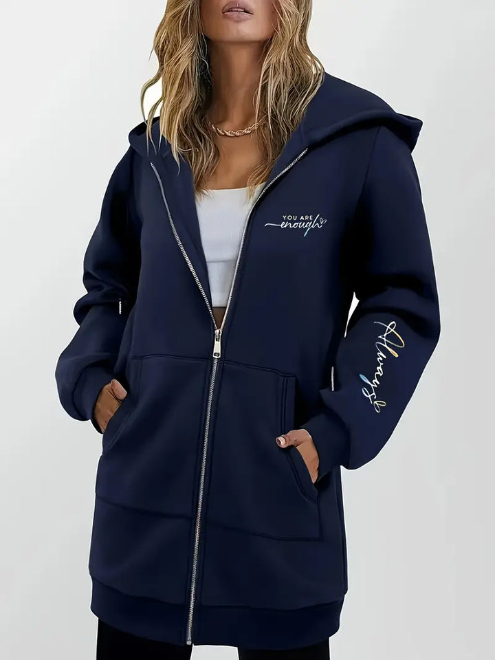 Angeleen - Giacca Con Cappuccio e Zip Con Stampa Geometrica