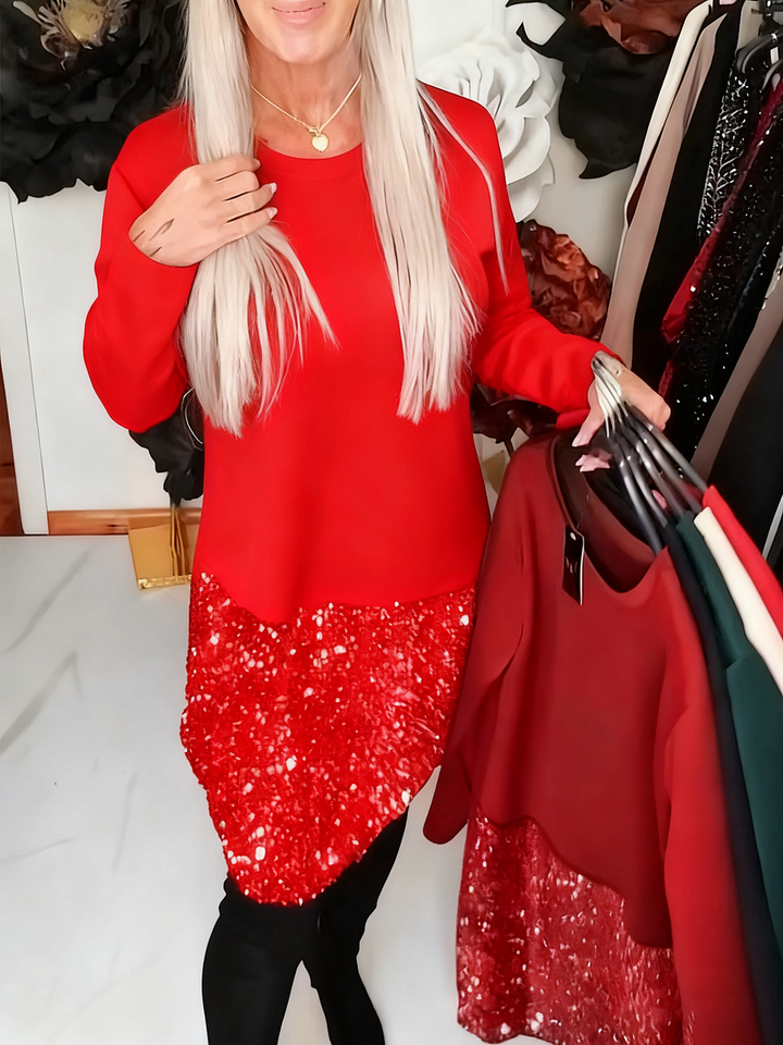 Ksenija - Abito Patchwork Con Scollo Rotondo e Paillettes