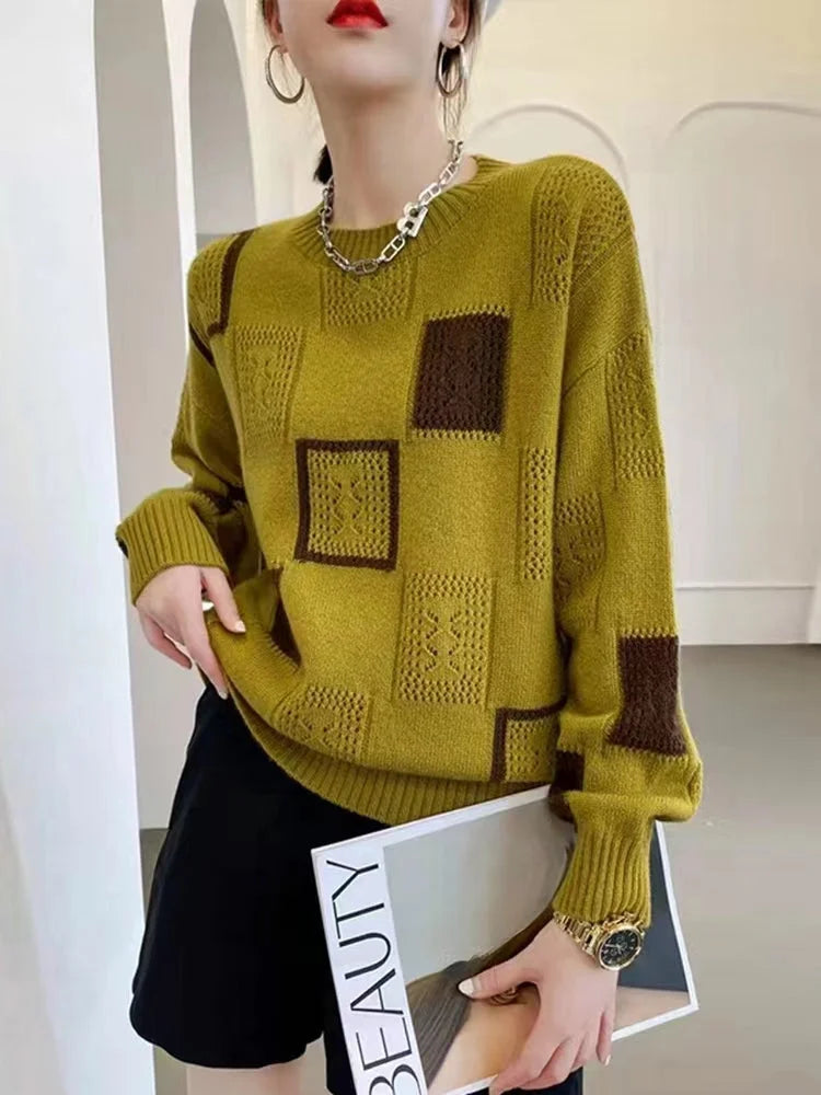 Annouska - Maglione Lavorato a Maglia Con Motivo a Blocchi