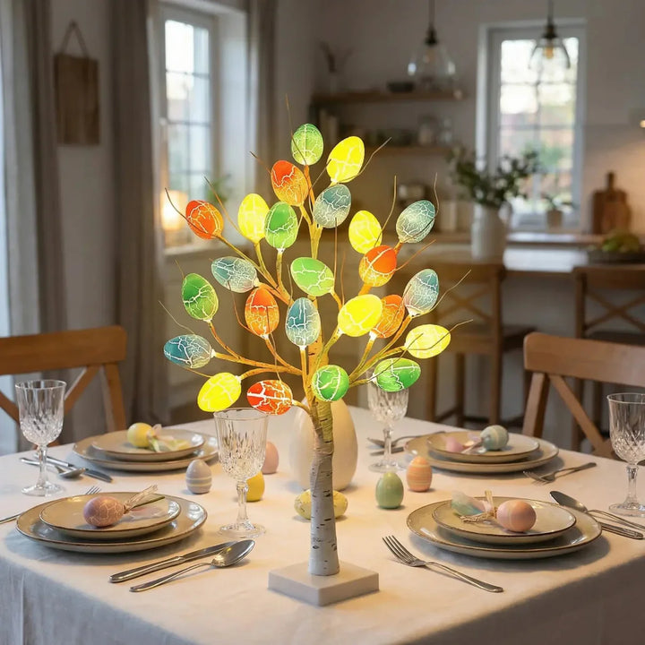 SpringAura - Albero di Pasqua Con luci LED Colorate Per Decorazioni Festive in Casa