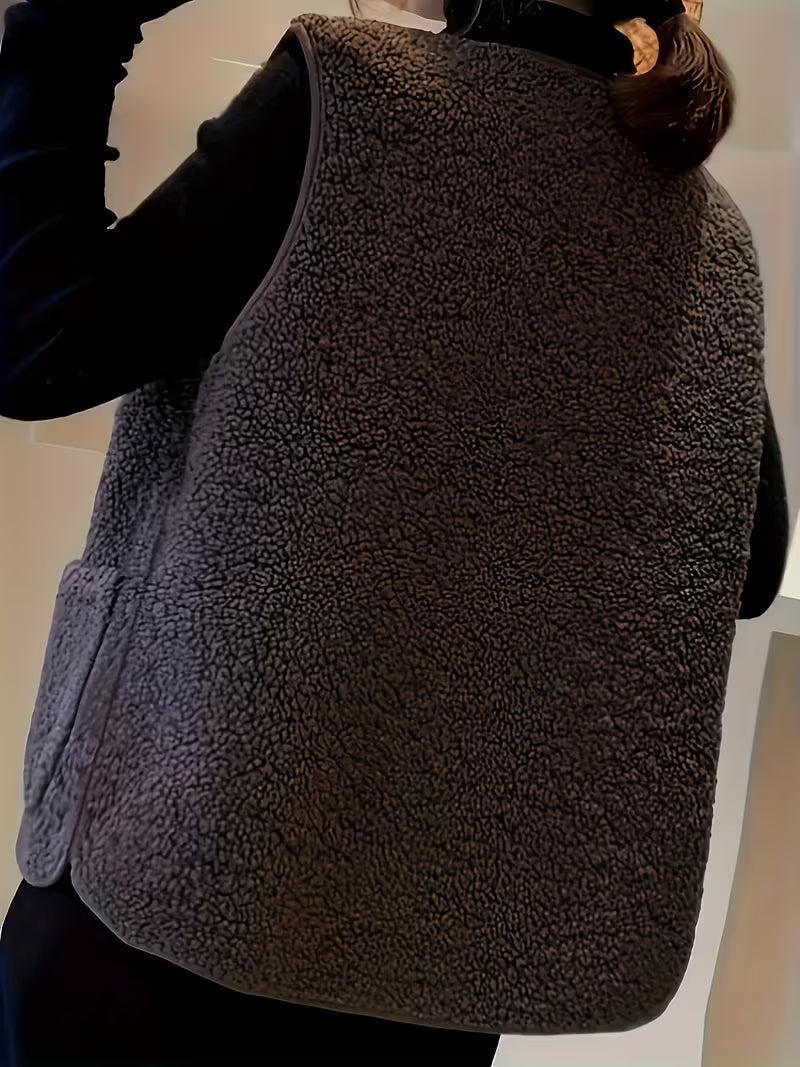 Miona - Gilet in Pile Morbido Con Tasche