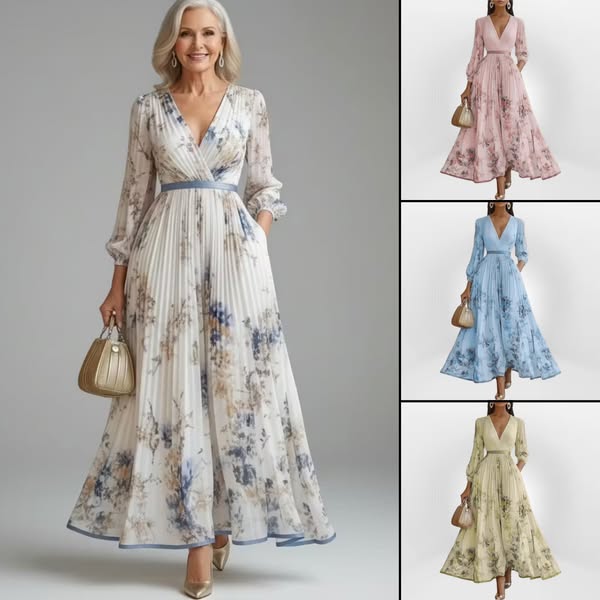 Pramudi - Elegante Abito lungo a Maniche lunghe