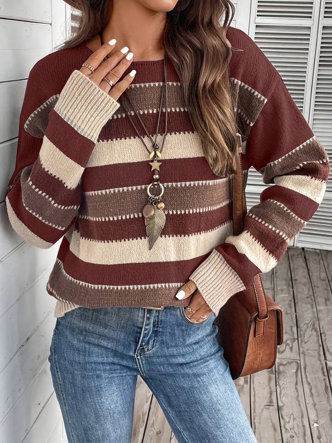 Fadina - Maglione in Maglia a Maniche Lunghe