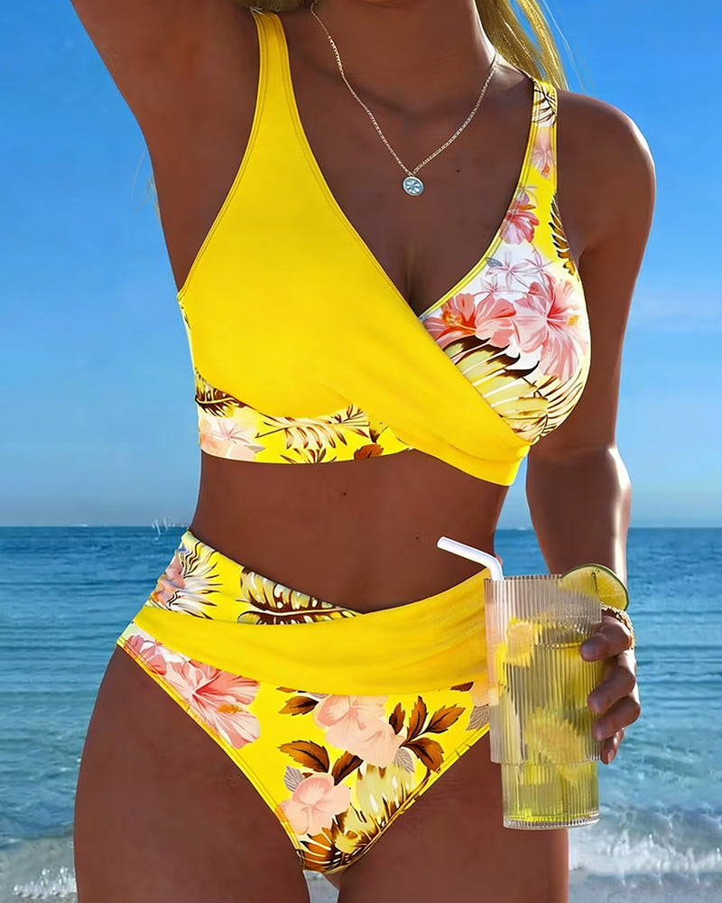 Hinari - Set Bikini Floreale a Vita Alta