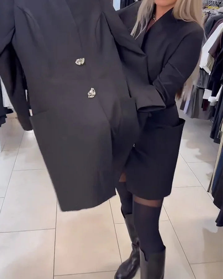 Shireen - Abito Con Collo Alto e Bottoni Metallici