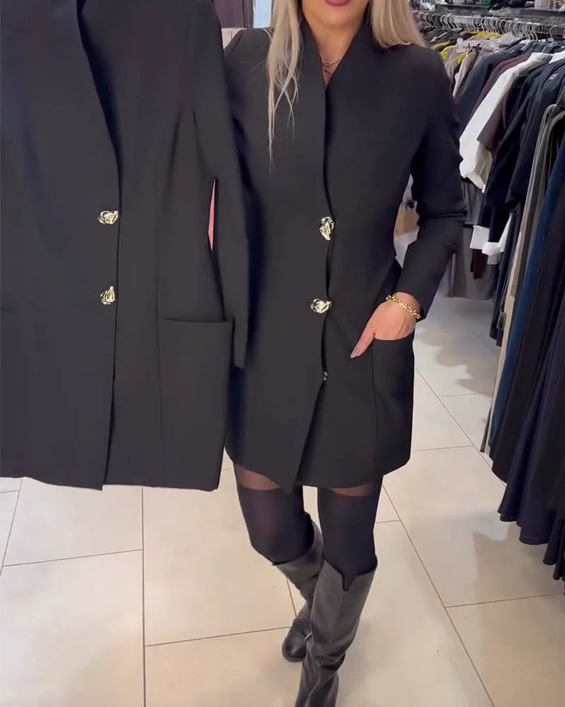 Shireen - Abito Con Collo Alto e Bottoni Metallici