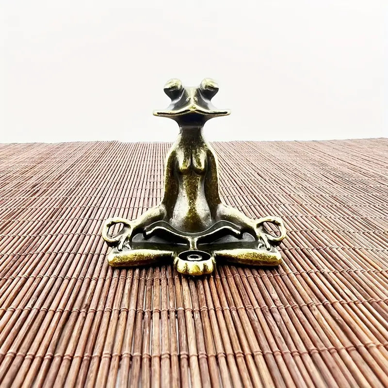 Meditoad - Elegante Portaincenso a Forma Di Rana In Metallo