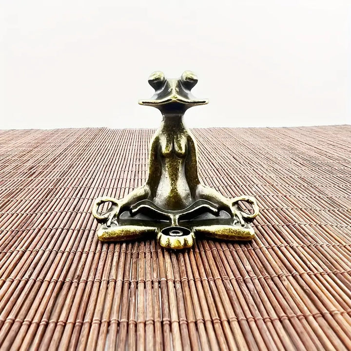 Meditoad - Elegante Portaincenso a Forma Di Rana In Metallo