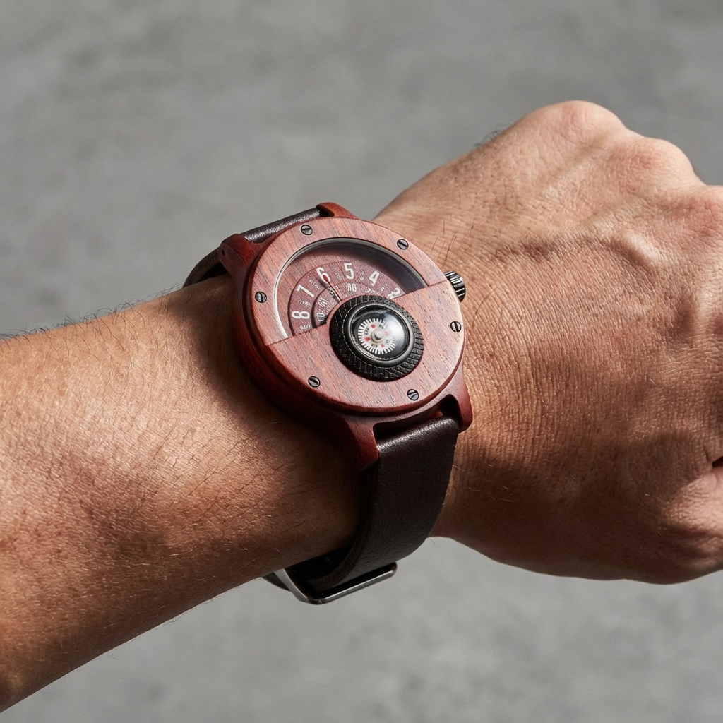Krzysztof - Orologio Da Tavolo Con Quadrante a Bussola In Legno