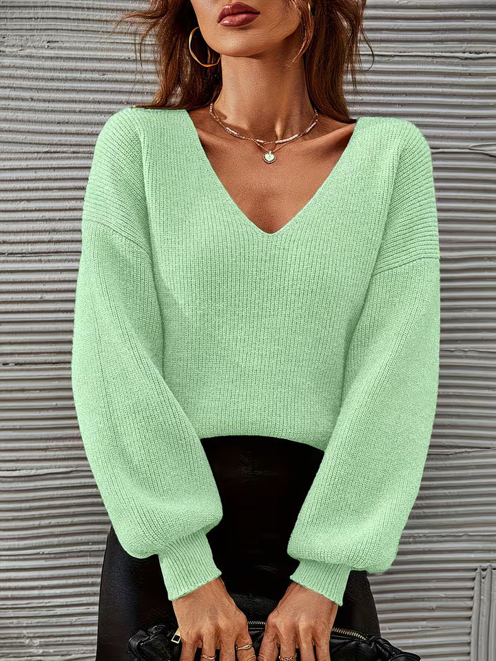 Irmelin - Maglione Con Scollo a V e Spalle Scese